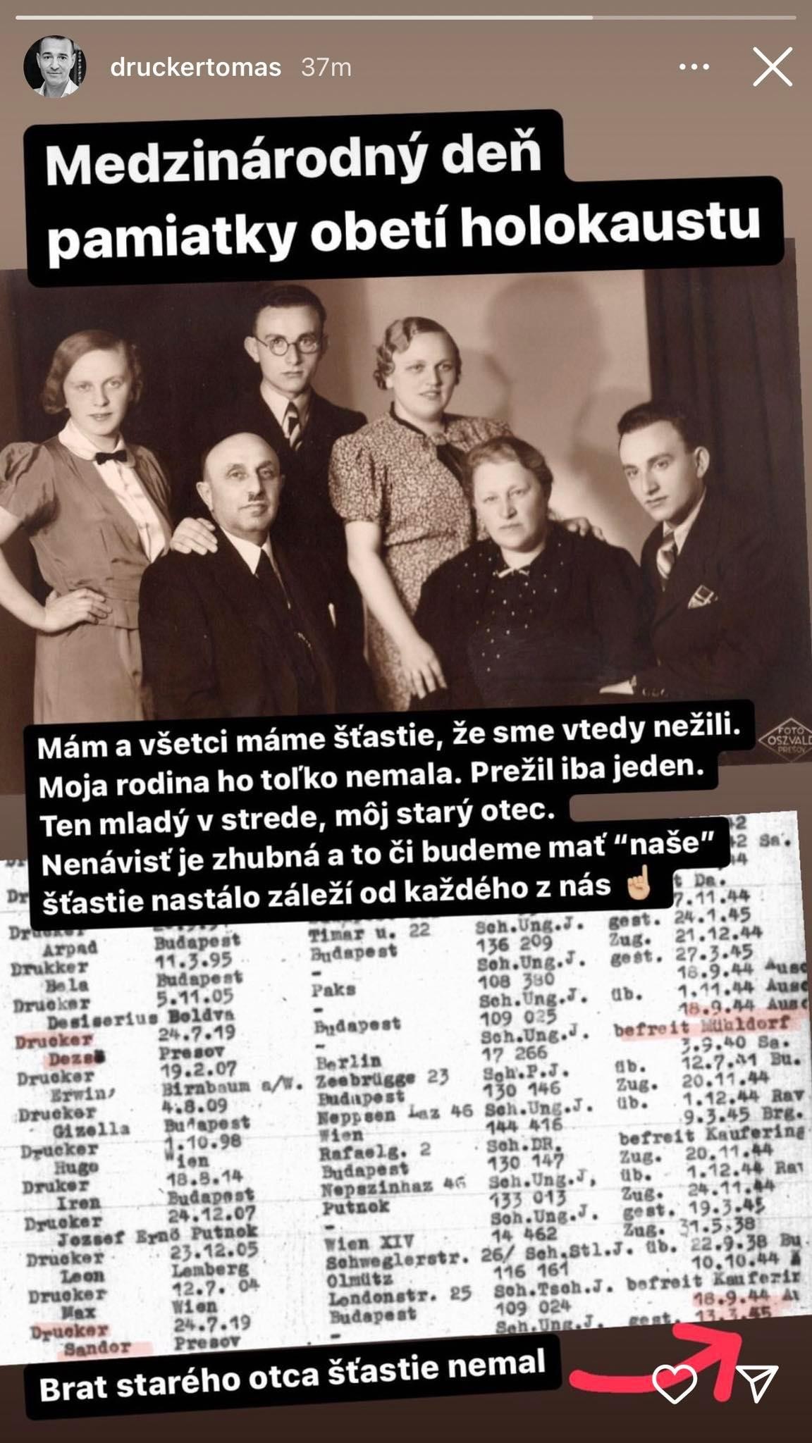 Bývalý minister a predseda strany Dobrá voľba Tomáš Drucker odhalil rodinné tajomstvo. 