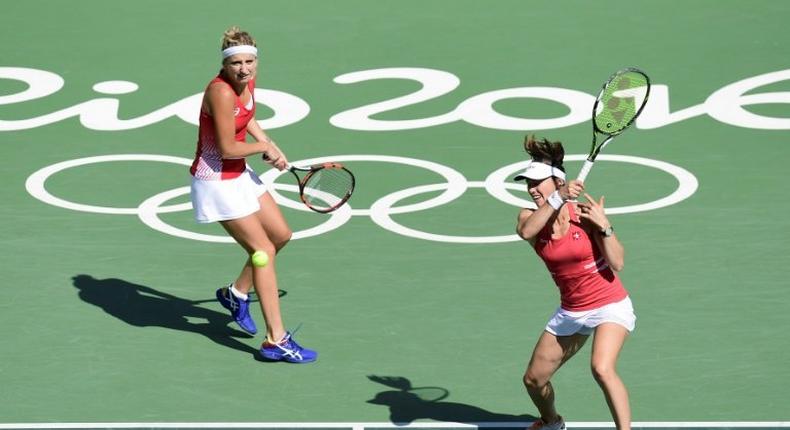 Switzerland's Martina Hingis (R) has become a doubles specialist and with partner Timea Bacsinszky took silver at the Rio Olympic Games