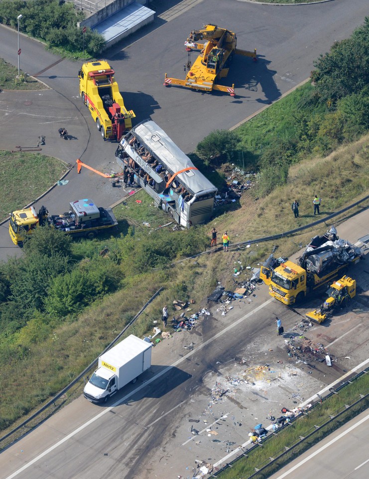 GERMANY BUS ACCIDENT (Nine killed, 40 injured in multiple bus crash near Dresden)