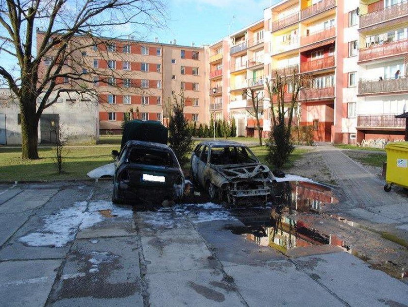 Spalone samochody w Nisku