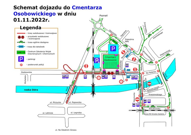 Cmentarz Osobowicki we Wrocławiu - organizacja ruchu