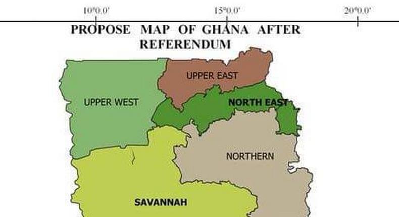 Map of Ghana after referendum