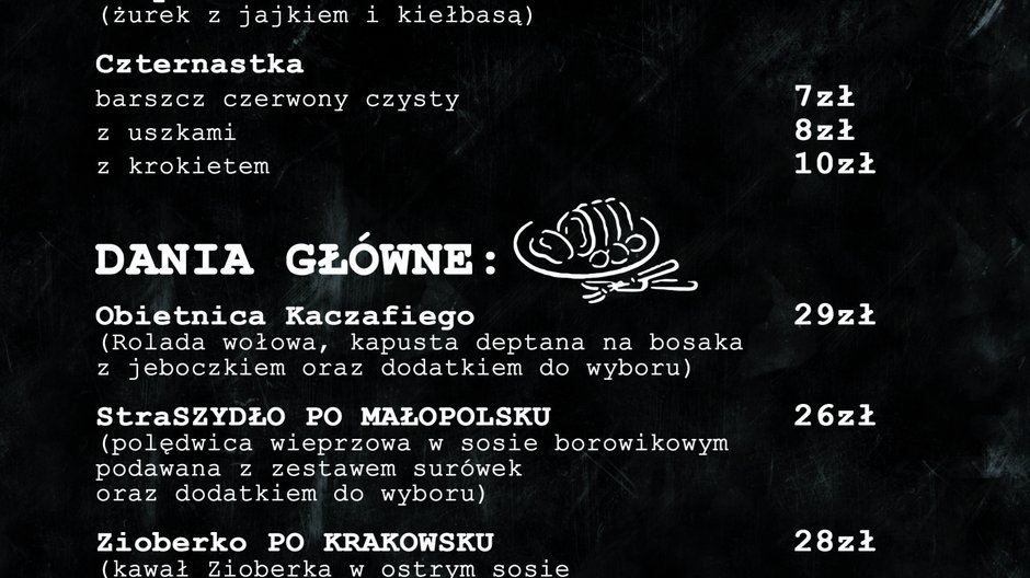 Menu restauracji "Polski Nie-Rząd", fot. "Polski Nie-Rząd"/Zrzutka.pl