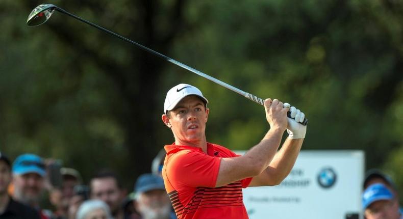 Rory McIlroy of Northern Ireland hits a ball on the 10th T during the BMW South African Open at Glendower Golf Club on January 12, 2017 in Johannesburg