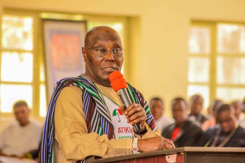 Atiku Abubakar is currently trailing President Buhari in the collation of results announced so far [Twitter/@chosensomto] 