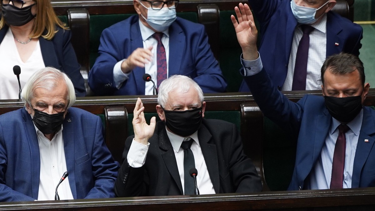 Jarosław Kaczyński podczas bloku głosowań w Sejmie