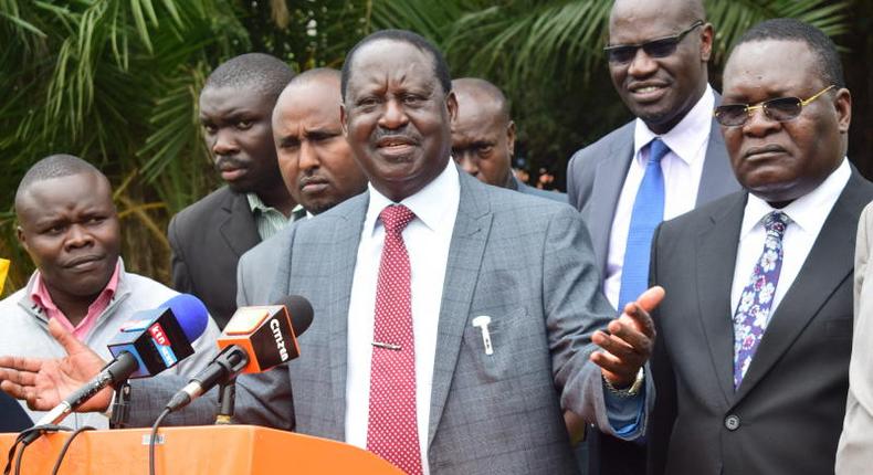 ODM party leader Raila Odinga during a past media briefing