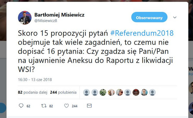 Bartłomiej Misiewicz ma propozycję 16. pytania do referendum konstytucyjnego