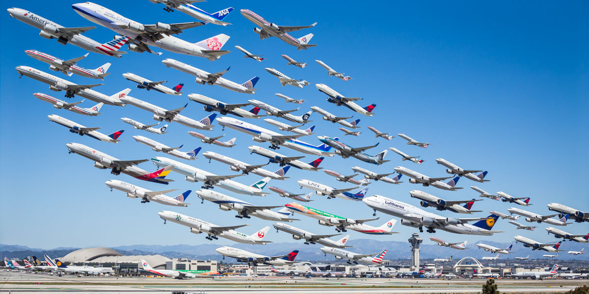 This composite photo of planes taking off at LAX is just mind-blowing