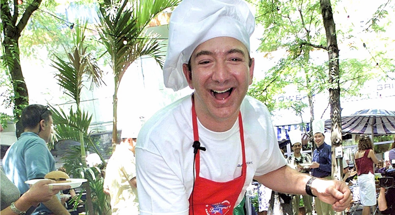 Jeff Bezos cooking chef hat bbq burgers