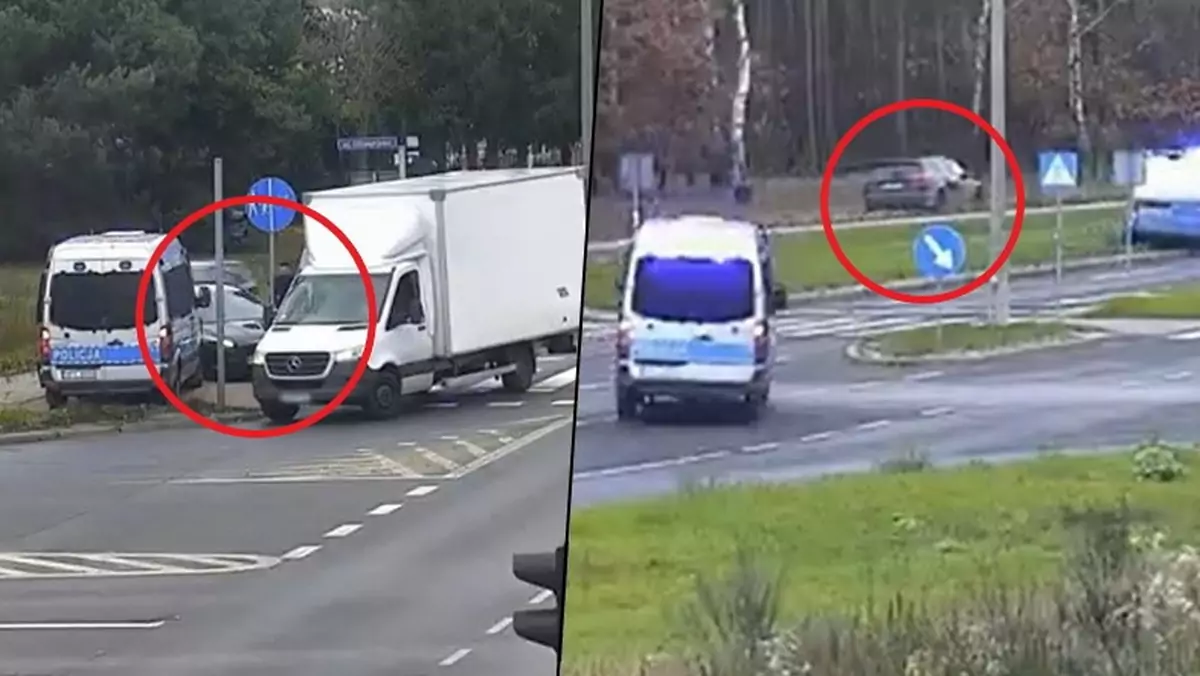 Policjanci myśleli, że już go mają. Wtedy odjechała ciężarówka, która blokowała mu drogę [WIDEO]