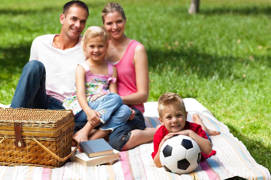 Piknik lato łąka rodzina dzieci