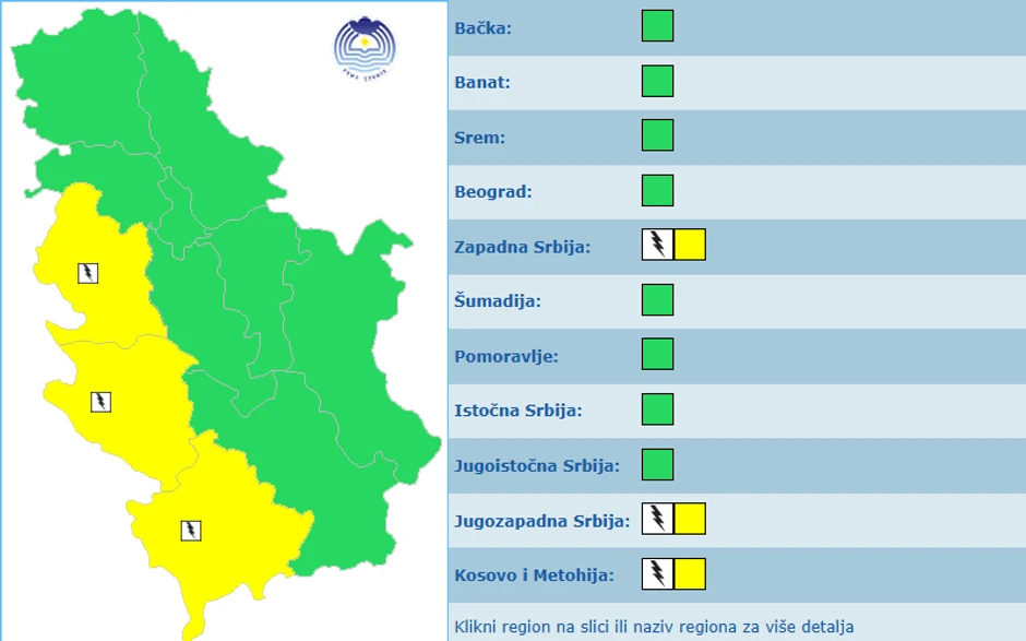 Meteoalarm za sutra
