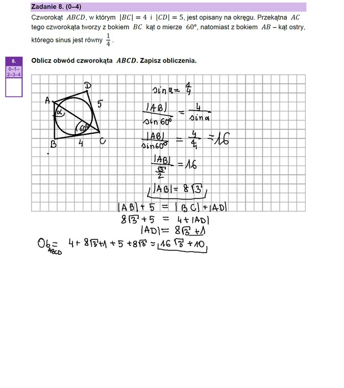 Matura 2023 — matematyka na poziomie rozszerzonym. Zadanie 8