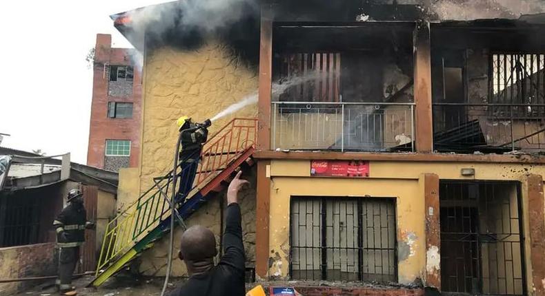 Fire guts shops, warehouses, restaurant at Olowu Spare Parts Market.