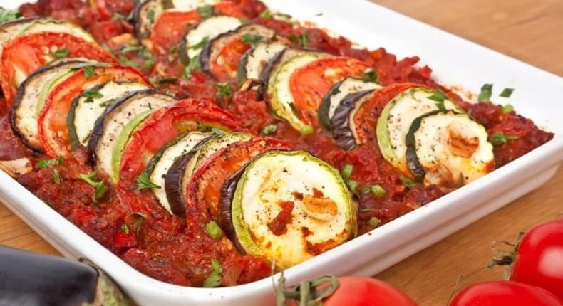 Roasted eggplants in tomato sauce