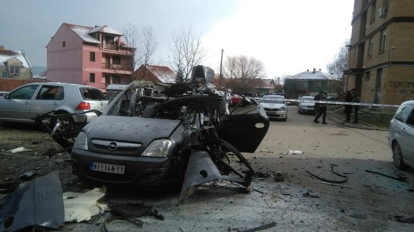 Auto u kojem je bio Dejan Šarković kada je došlo do eksplozije
