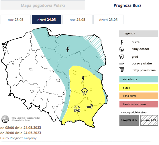 W środę burze możliwe są szczególnie na wschodzie