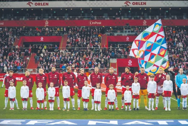 Piłkarska reprezentacja Polski podczas meczu Polska-Szkocja