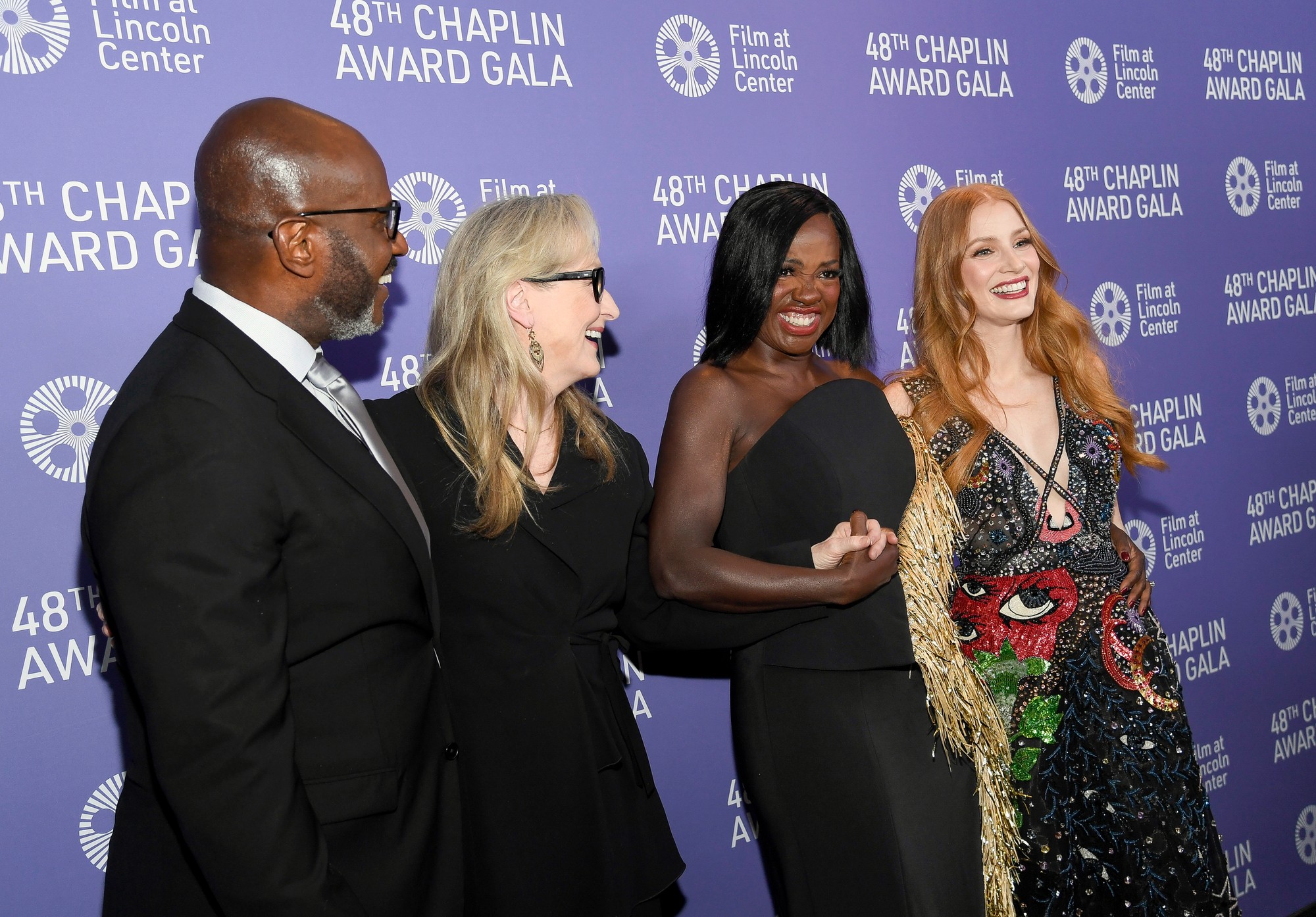 Herec Julius Tennon a herečky Meryl Streep, Viola Davis a Jessica Chastain.