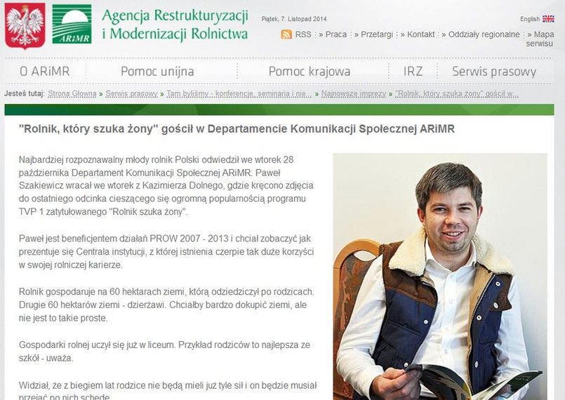 Paweł Szakiewicz na stronie ARiMR