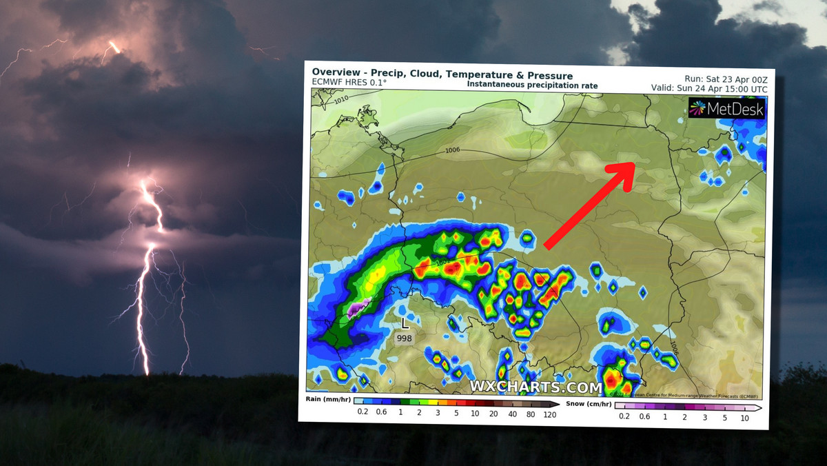 Pogoda w niedzielę. Cyklon Thalke nad Polską. Możliwe burze z gradem