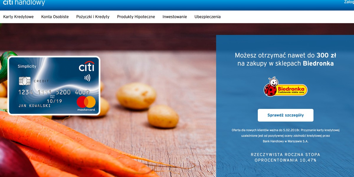 Citibank daje bony klientom za założenie i skorzystanie z karty kredytowej