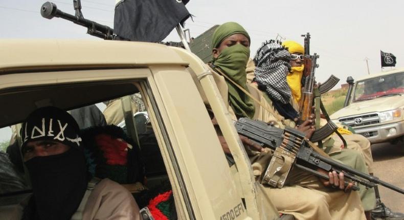 Fighters from Islamic group Ansar Dine pictured in northern Mali in August 2012