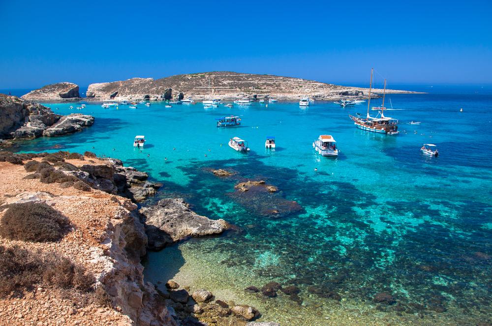 Modrá lagúna na ostrove Comino, Malta