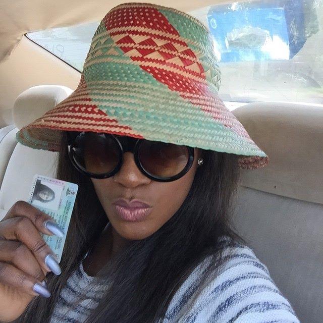 Stephanie Linus displaying her PVC on Friday, March 27, 2015 in readiness for today's election. 