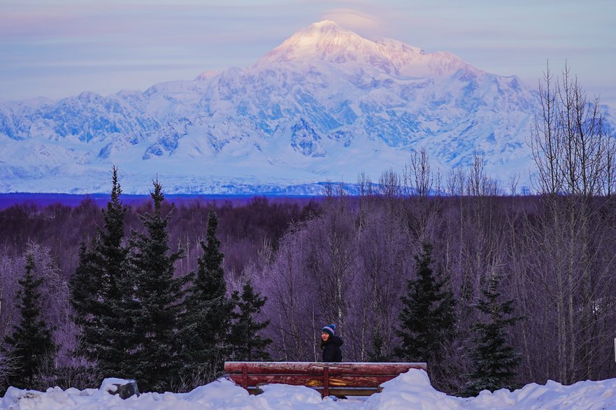 Widok na górę Denali z punktu widokowego w Talkeetna