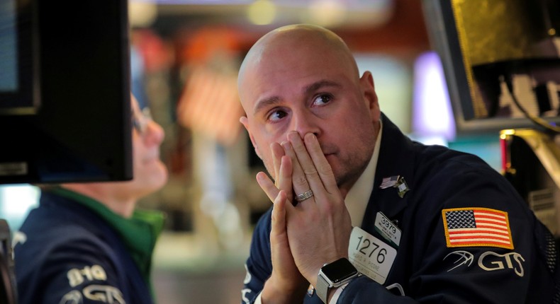 A trader works during the Fed rate announcement on the floor at the New York Stock Exchange (NYSE) in New York, U.S., March 20, 2019.