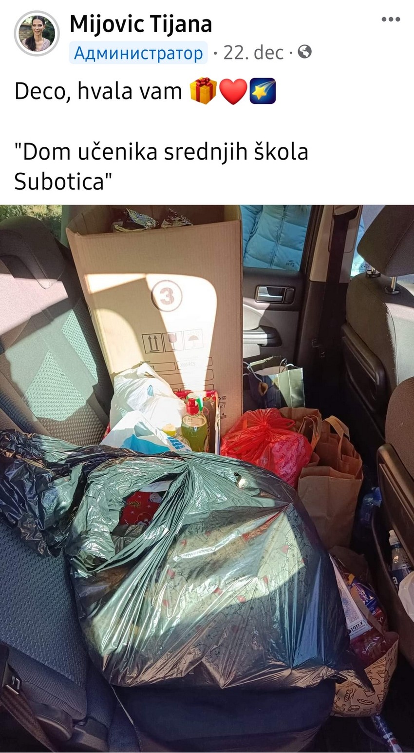 Veliki broj škola, osnovnih i srednjih se pridružio akciji pomoći i podrške porodicama u Subotici kojima je pomoć potrebna