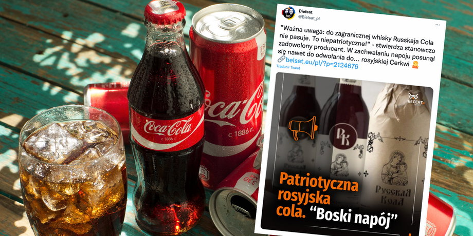 "Russakaja Cola" — rosyjski zamiennik Coca-Coli (Twitter: Bielsat_pl)