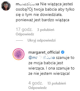 Margaret na Instagramie