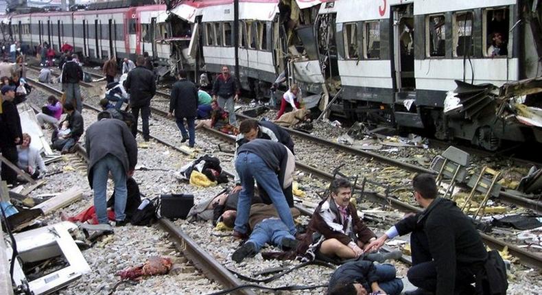 Injured victims in a train accident