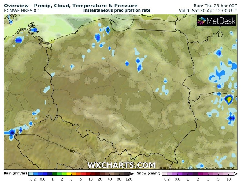 W sobotę miejscami popada, ale słabo