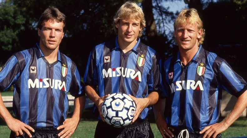 Lotar Mateus, Jirgen Klinsman i Andreas Breme u dresu Intera | Foto: Alessandro Sabattini/Getty Images