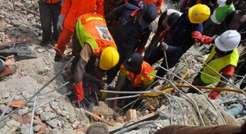 collapsed building