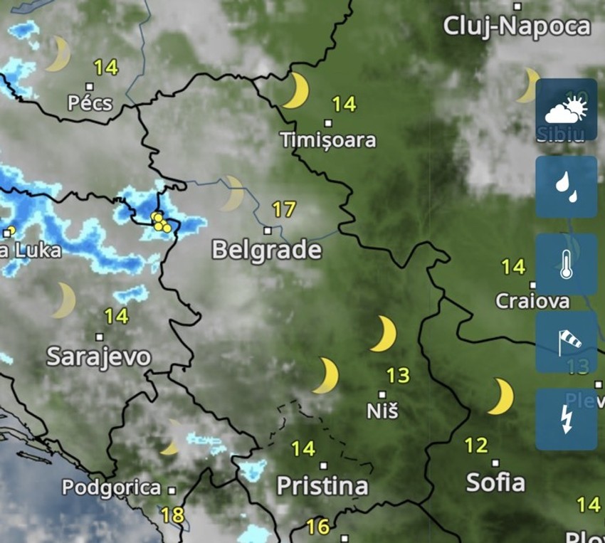 Ulazak kišnog oblaka u Srbiju