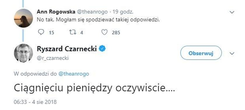 Czarnecki wulgarnie do internautki. Głupio się tłumaczy