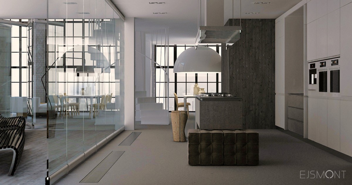 Loft: biel i drewno - projekt Ejsmont