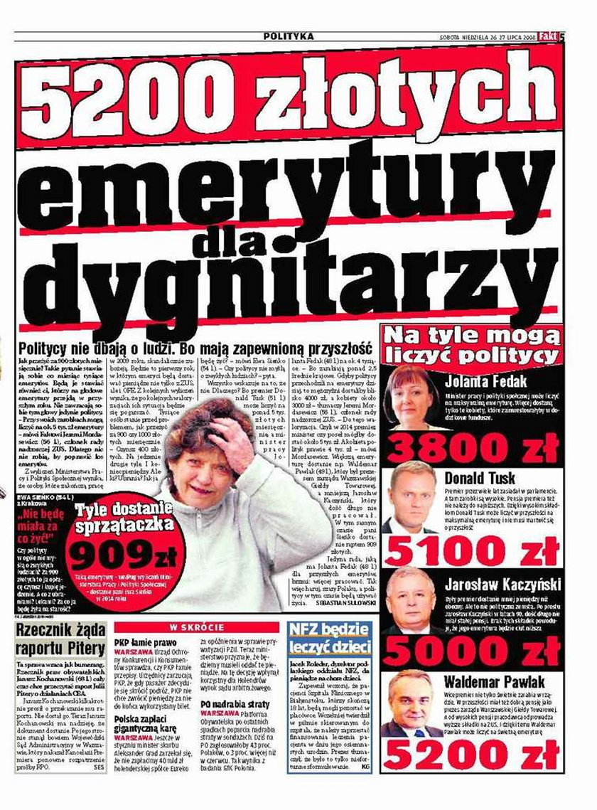 Emerytury dla dygnitarzy