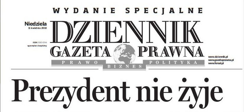 Okładka wydania "Dziennika Gazety Prawnej" z 11 kwietnia 2010 roku