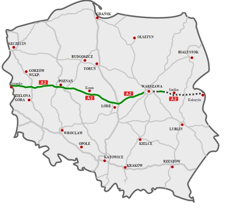 Cennik autostrad w Polsce i zagranicą A2