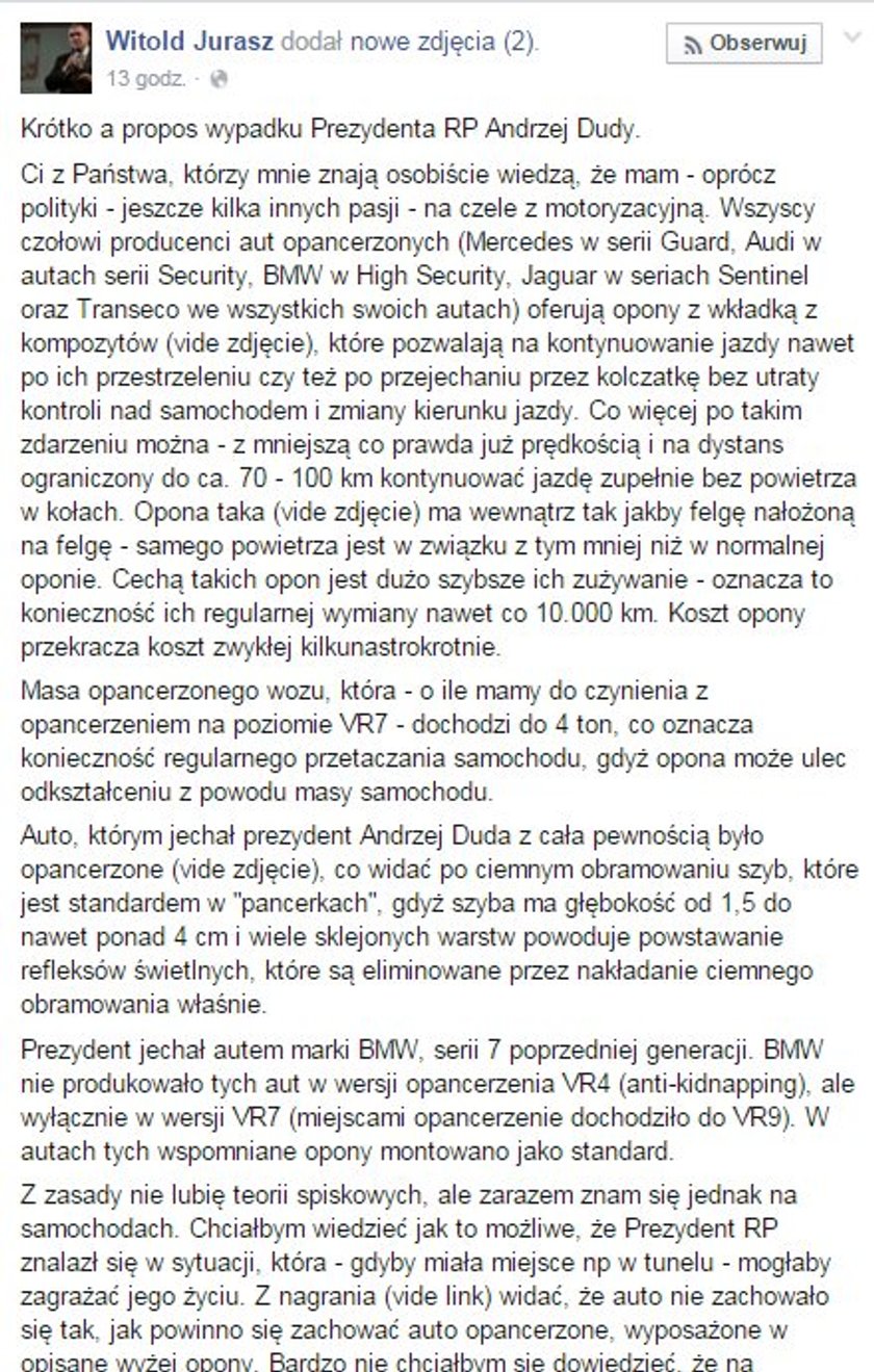 Duda miał wypadek przez oszczędność rządu?