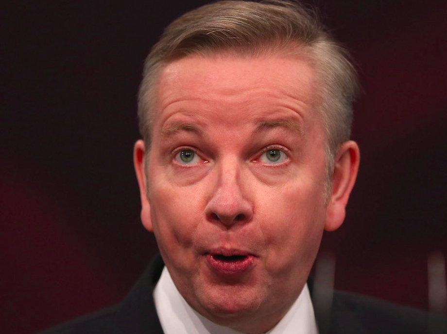 Michael Gove MP for Surrey Heath and Secretary of State for Justice speaks during day one of the Conservative Party Conference on October 4, 2015 in Manchester, England. Up to 80,000 people are expected to attend a demonstration today organised by the TUC and anti-austerity protesters. Conservative Party members are gathering for their first conference as a party in a majority government since 1996.