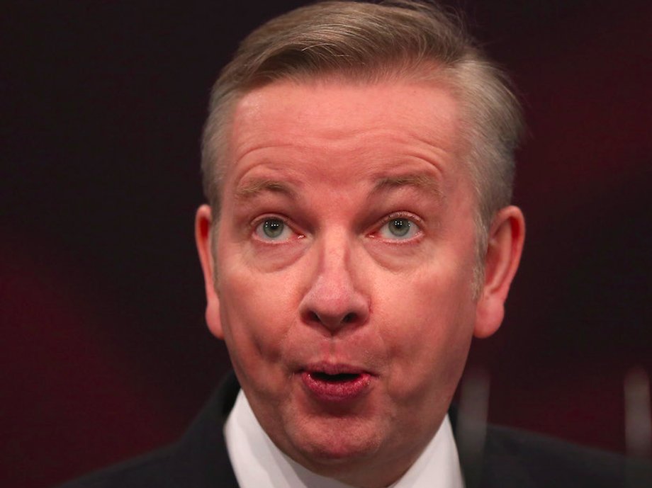 Michael Gove MP for Surrey Heath and Secretary of State for Justice speaks during day one of the Conservative Party Conference on October 4, 2015 in Manchester, England. Up to 80,000 people are expected to attend a demonstration today organised by the TUC and anti-austerity protesters. Conservative Party members are gathering for their first conference as a party in a majority government since 1996.