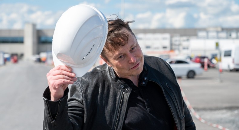 Elon Musk at the Tesla Grnheide site in May 2021.