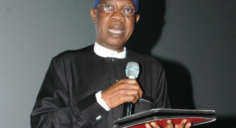 Minister of Information and Culture, Alhaji Lai Mohammed, speaking at an African International Film Festival in Lagos (NAN photo)